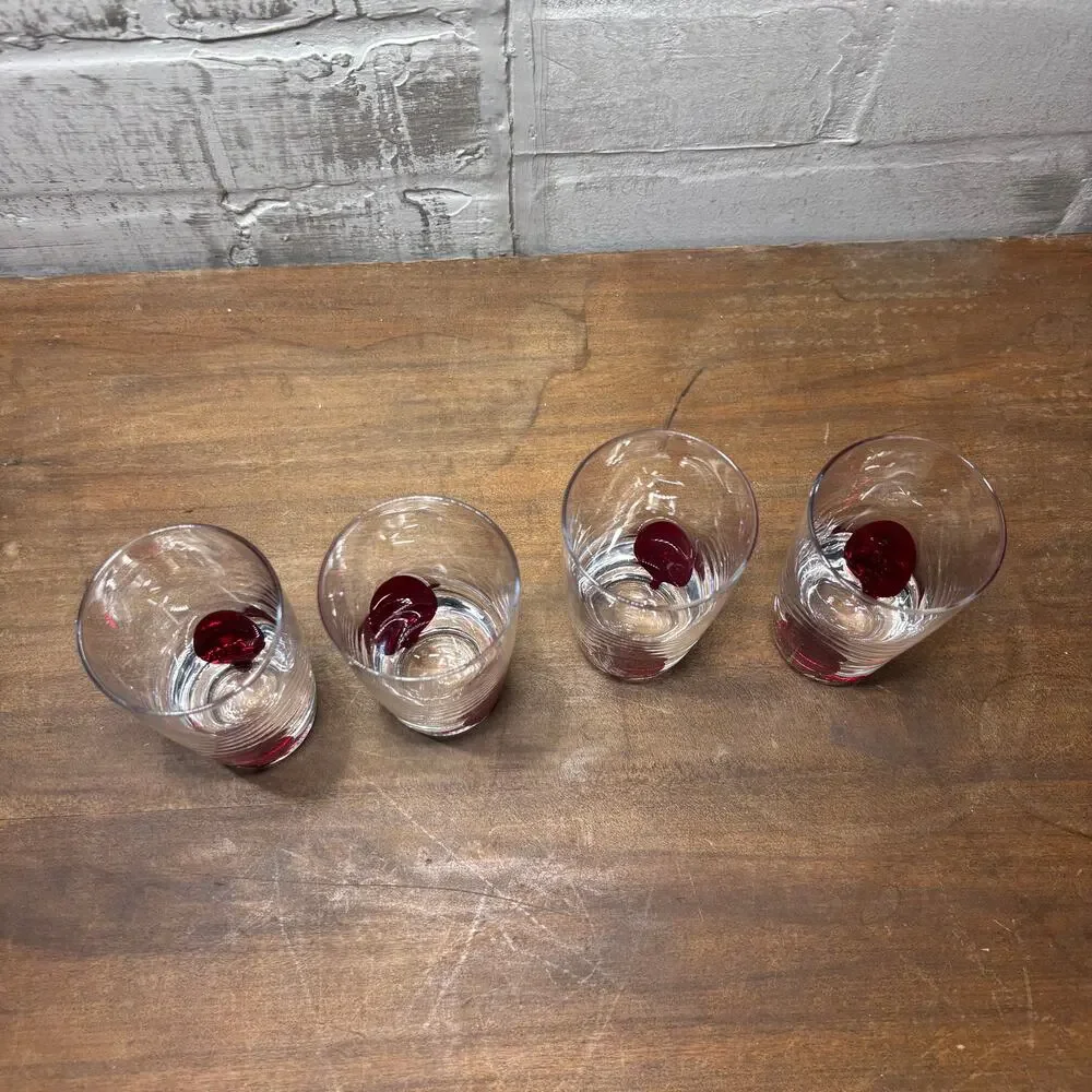 Pier 1 Imports Red Drip Dot Shot Glasses Set of 4